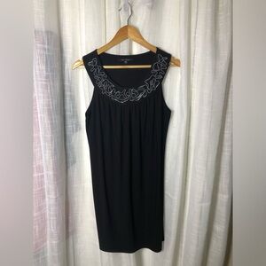 Blu Sage Black Sleeveless Dress with Embroidery Medium